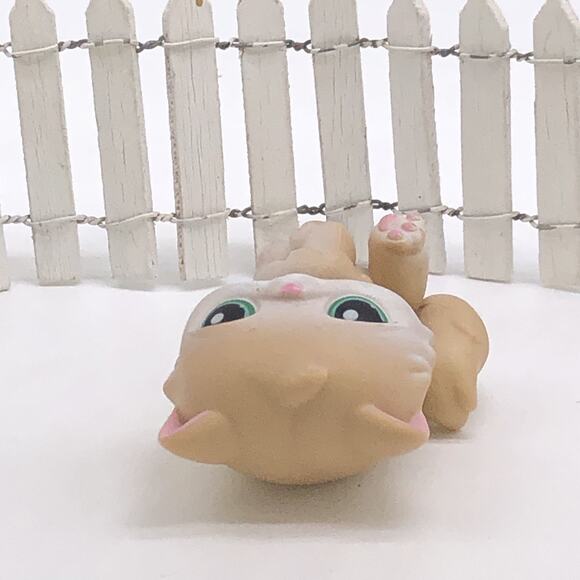 Littlest Pet Shop Authentic # 129 Cream White Persian Cat Green Eyea - Picture 3 of 4